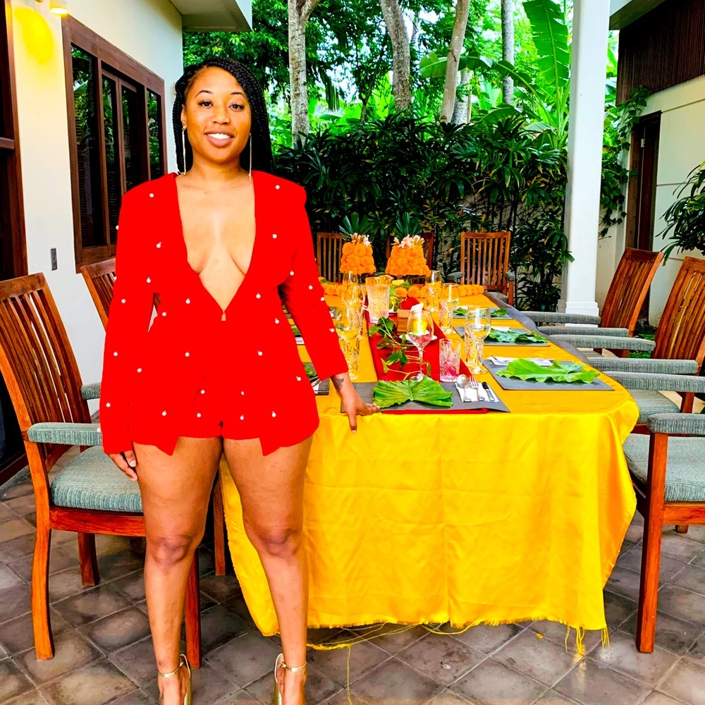 Embellished red two piece set. Only worn once.